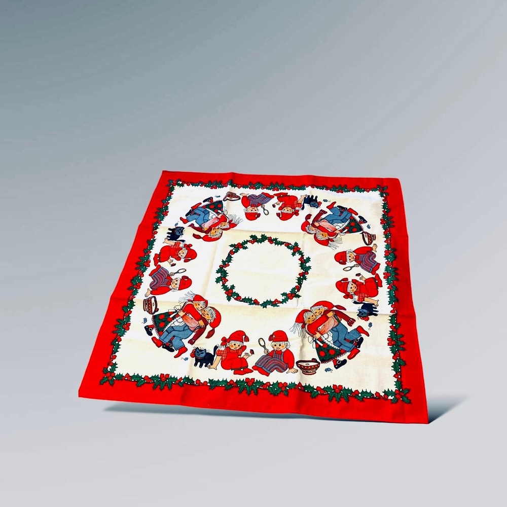 Scandinavian Christmas SMALL Square Tableware NOS 24" Sandvika Veveri Cotton